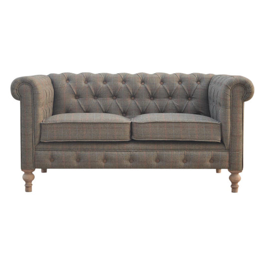 Solid Wood Luxuary Multi Tweed Chesterfield 2 Seater Sofa