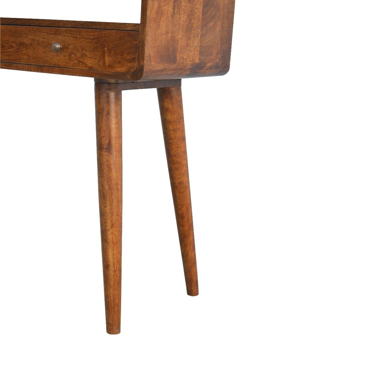 Solid Wood 2 Drawer Curved Chestnut Console Table