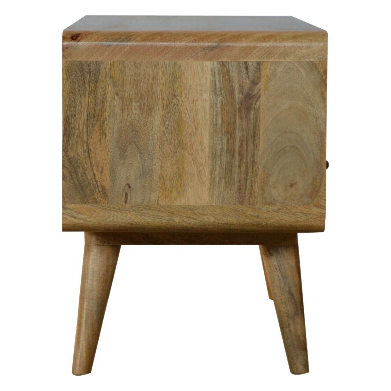 Solid Wood Curved TV Stand with 2 Drawers
