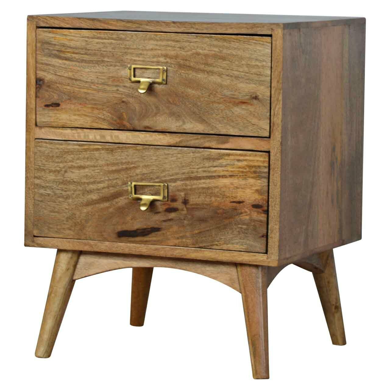 Solid Wood Nordic Style Two Drawer Bedside Cabinet