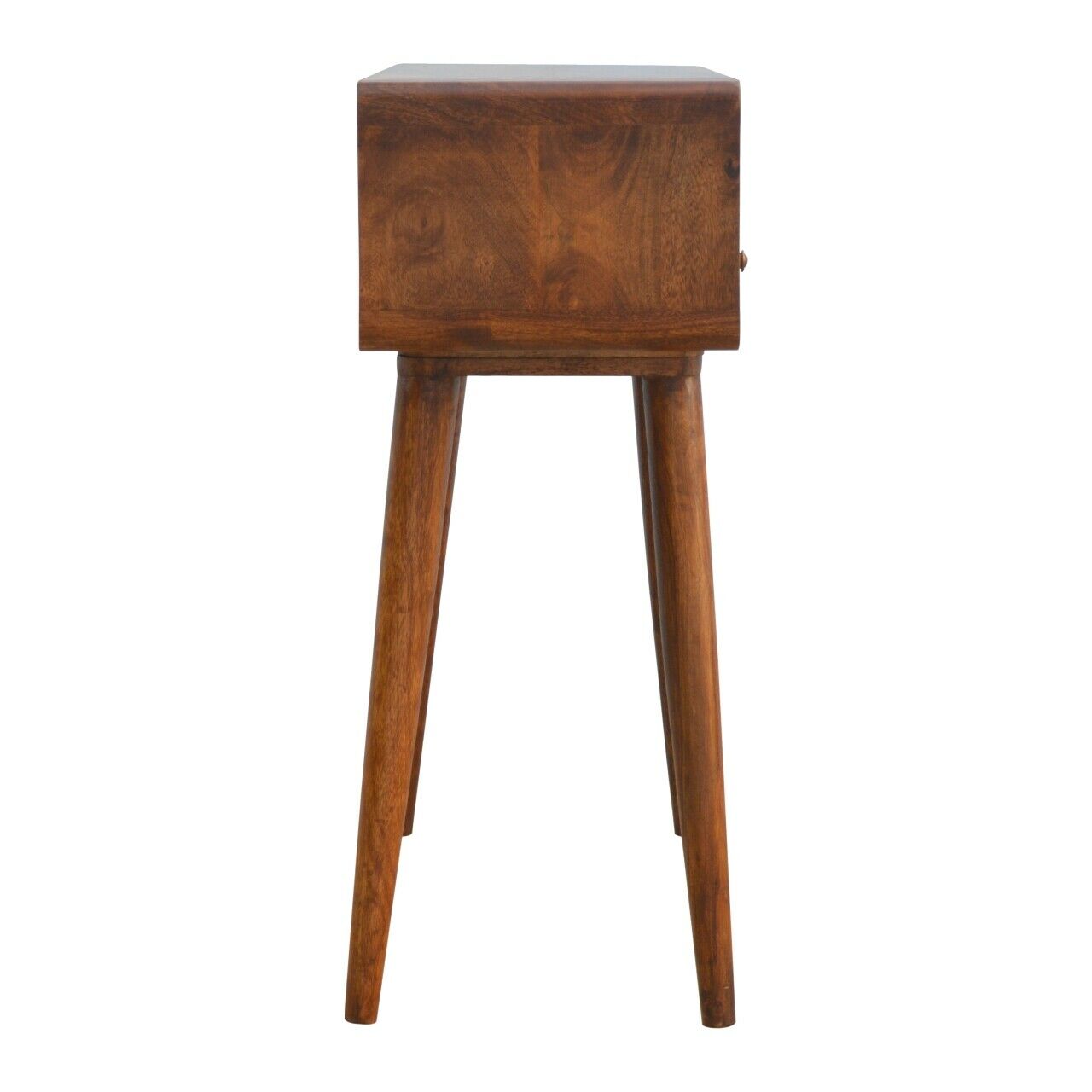 Solid Wood 2 Drawer Curved Chestnut Console Table