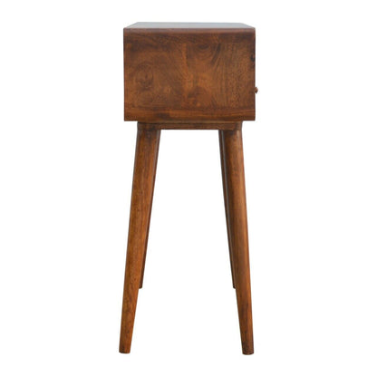 Solid Wood 2 Drawer Curved Chestnut Console Table