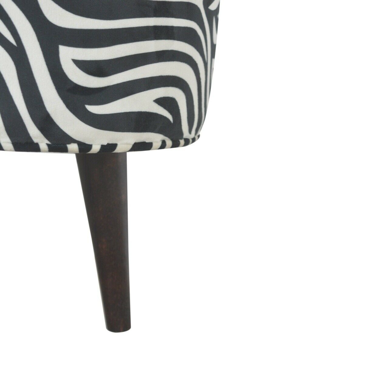 Solid Wood Zebra Print Footstool | Nordic Style Walnut Legs