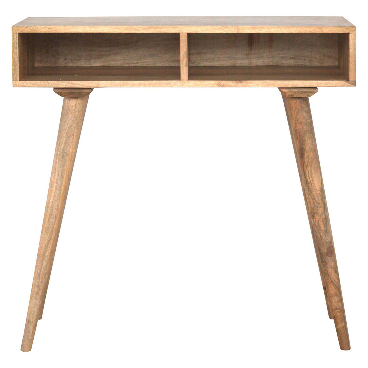 Solid Wood Nordic Style Writing Desk With 2 Open Slots