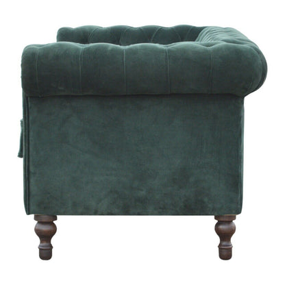 Solid Wood Emerald Green Velvet 2 Seater Chesterfield Sofa