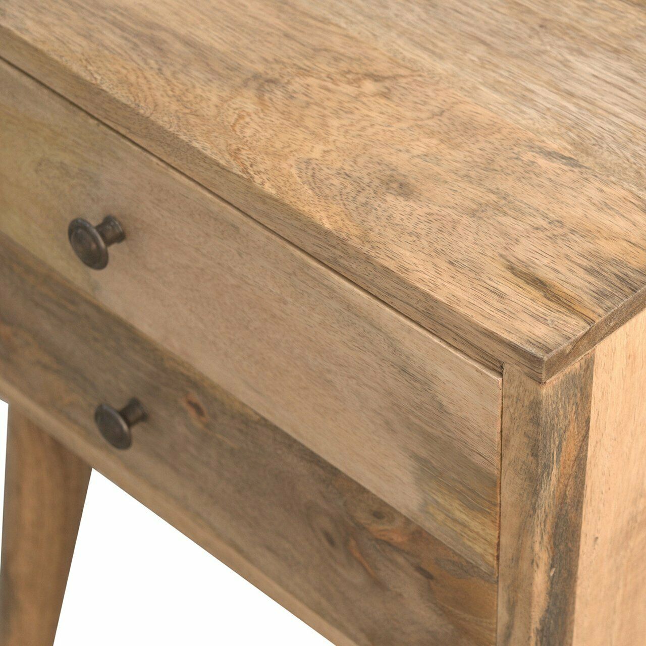 Solid Wood 2 Drawer Nordic Style Bedside