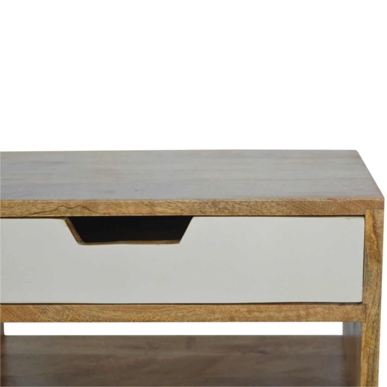 Solid Wood 2 Drawer Grey & White Painted Bedside