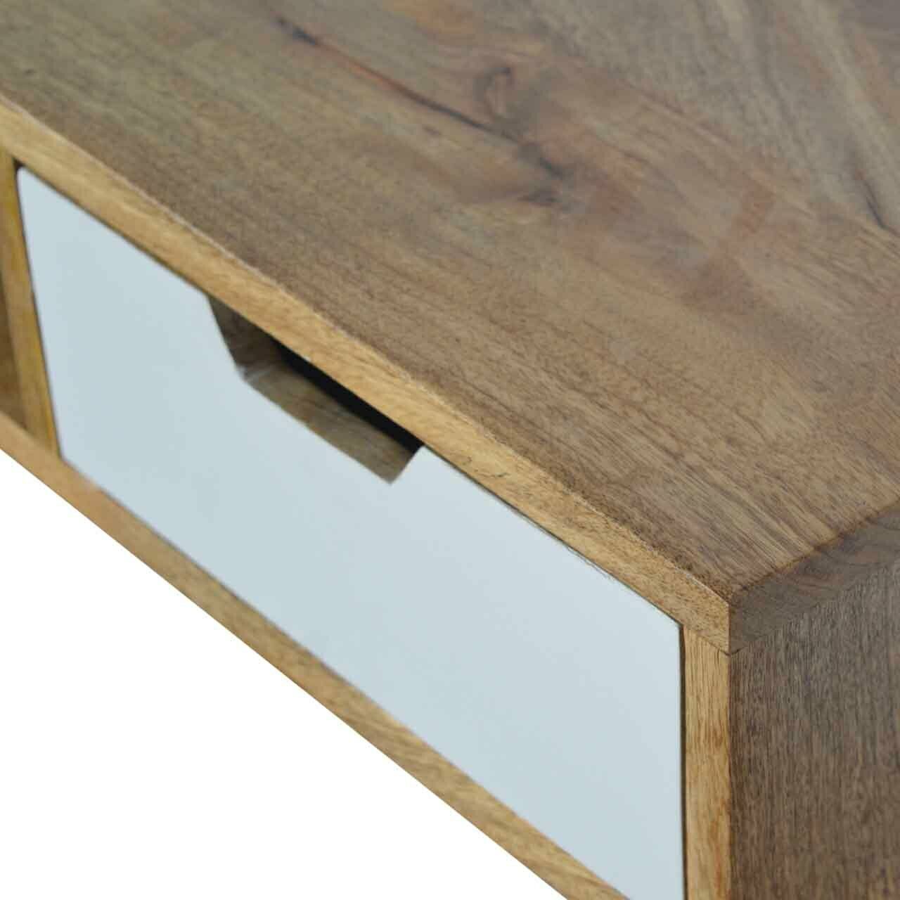Solid Wood Writing Desk with Hand Painted Drawer & Storage Shelf
