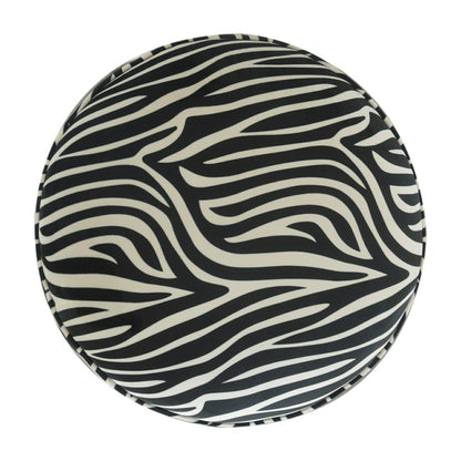 Solid Wood Zebra Print Footstool | Nordic Style Walnut Legs