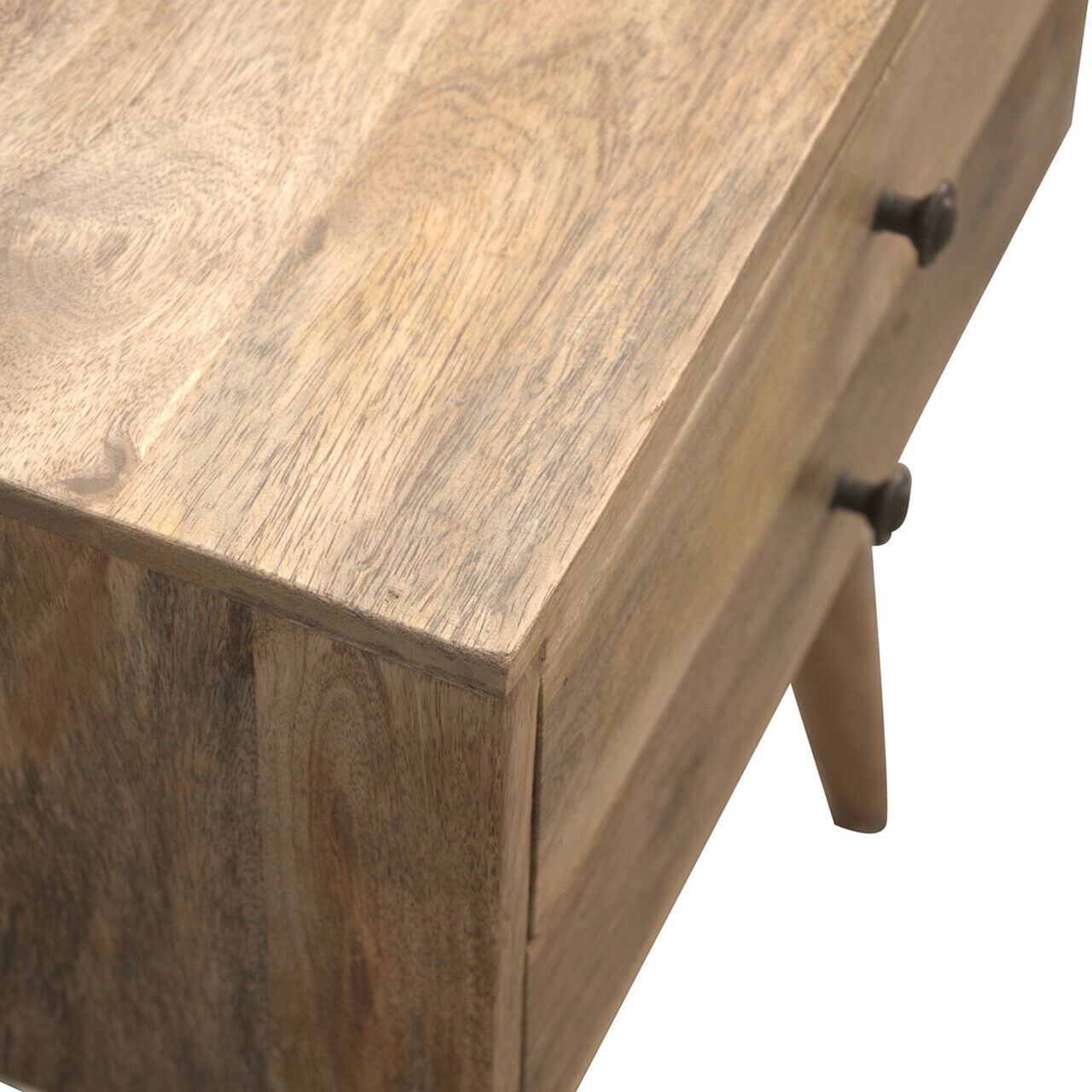 Solid Wood 2 Drawer Nordic Style Bedside