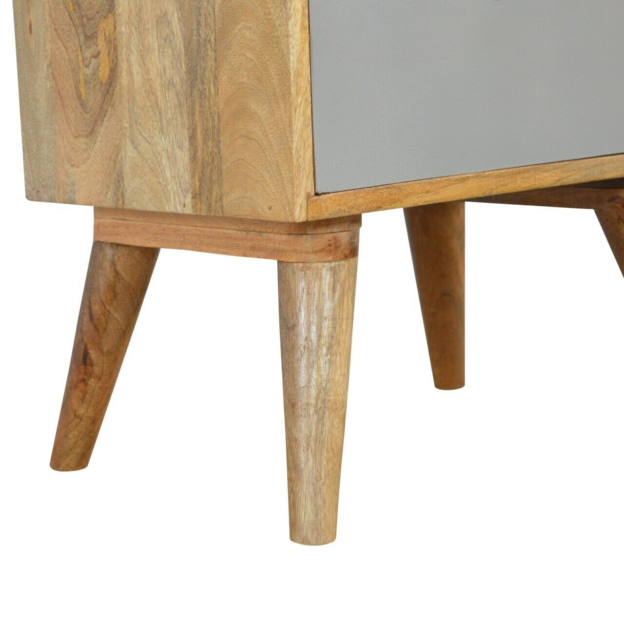 Solid Wood 2 Drawer Grey & White Painted Bedside
