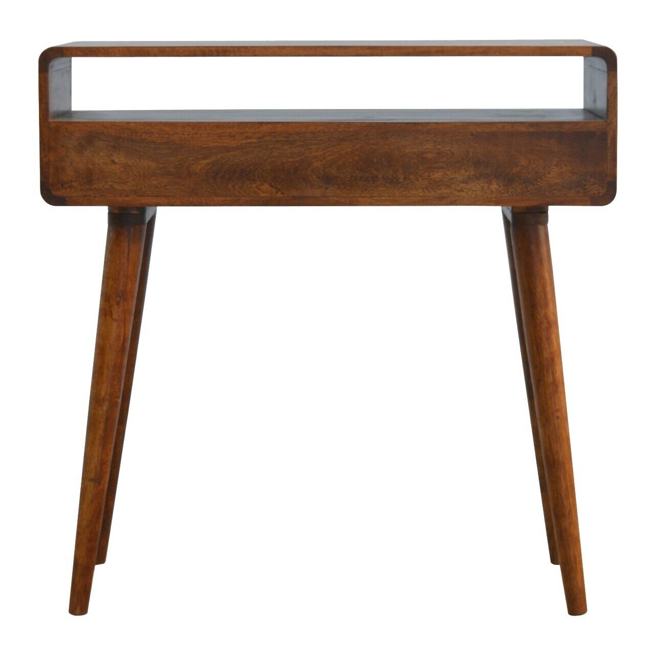 Solid Wood 2 Drawer Curved Chestnut Console Table