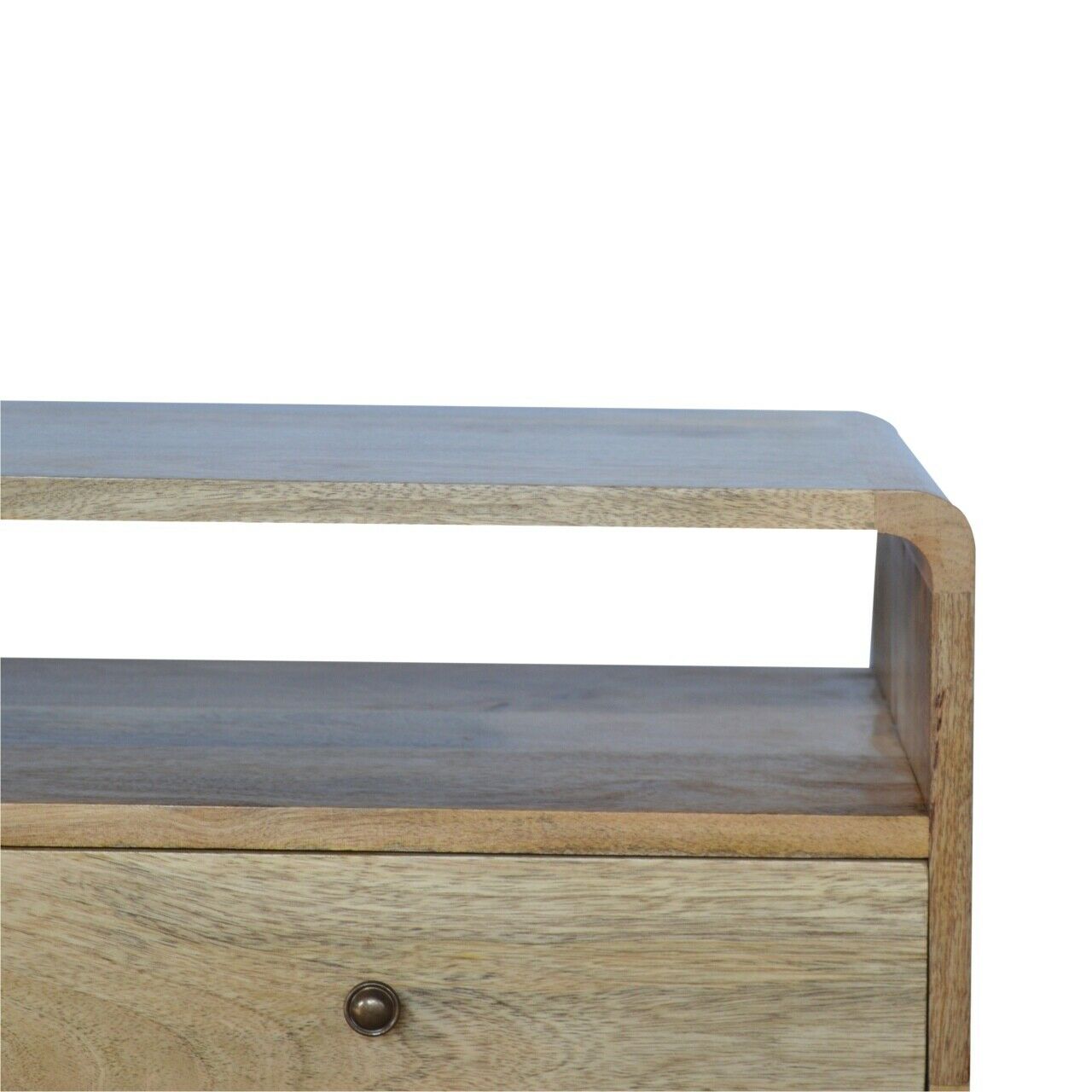 Solid Wood Curved TV Stand with 2 Drawers