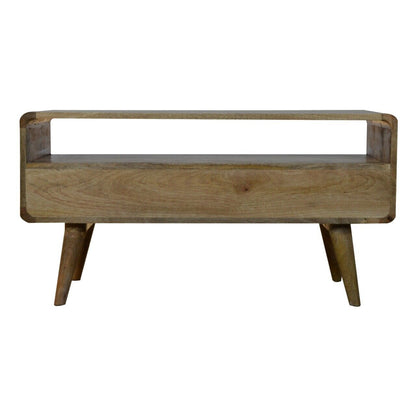 Solid Wood Curved TV Stand with 2 Drawers