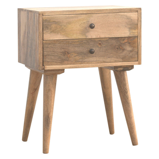 Solid Wood 2 Drawer Nordic Style Bedside