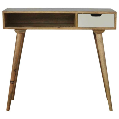 Solid Wood Writing Desk with Hand Painted Drawer & Storage Shelf