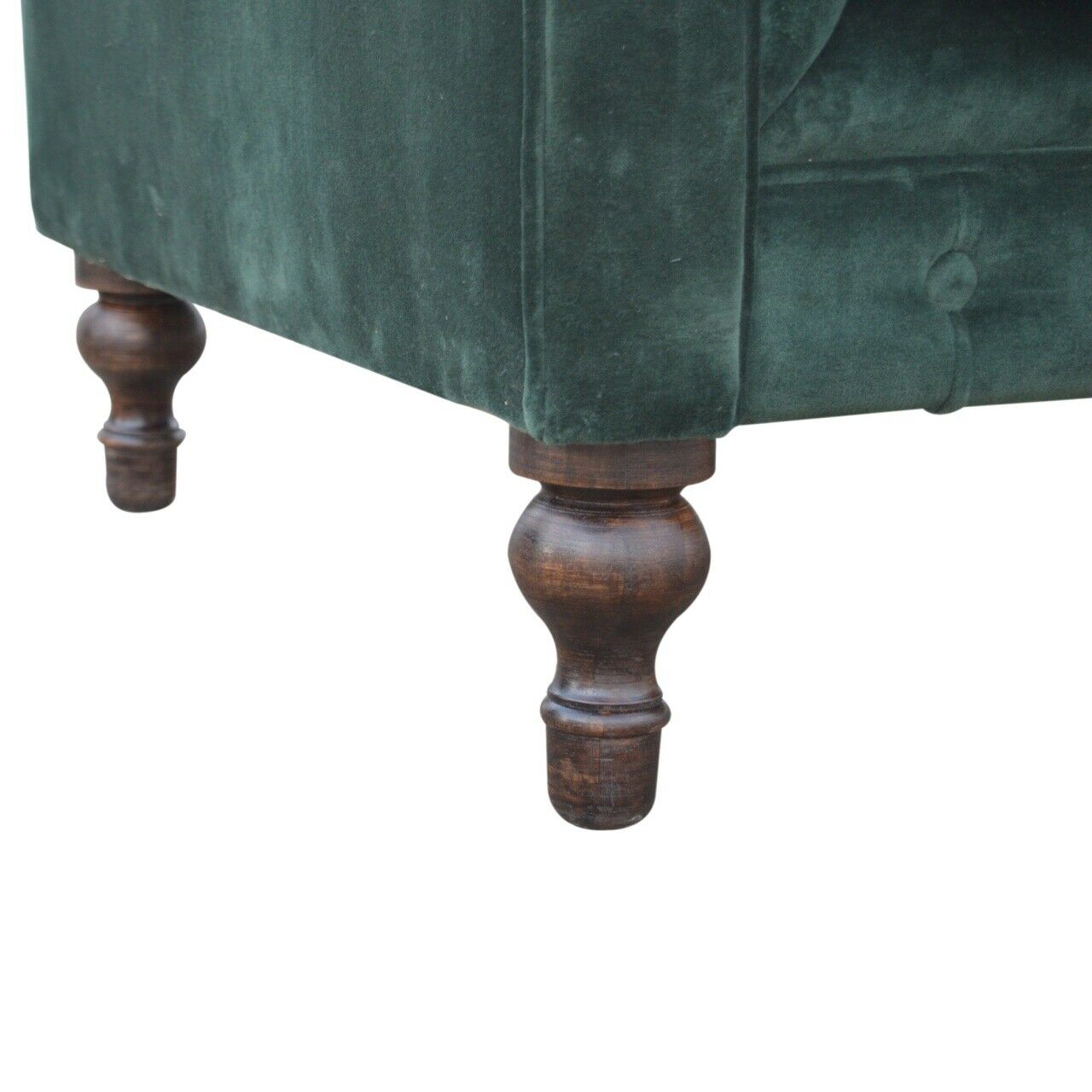 Solid Wood Emerald Green Velvet 2 Seater Chesterfield Sofa