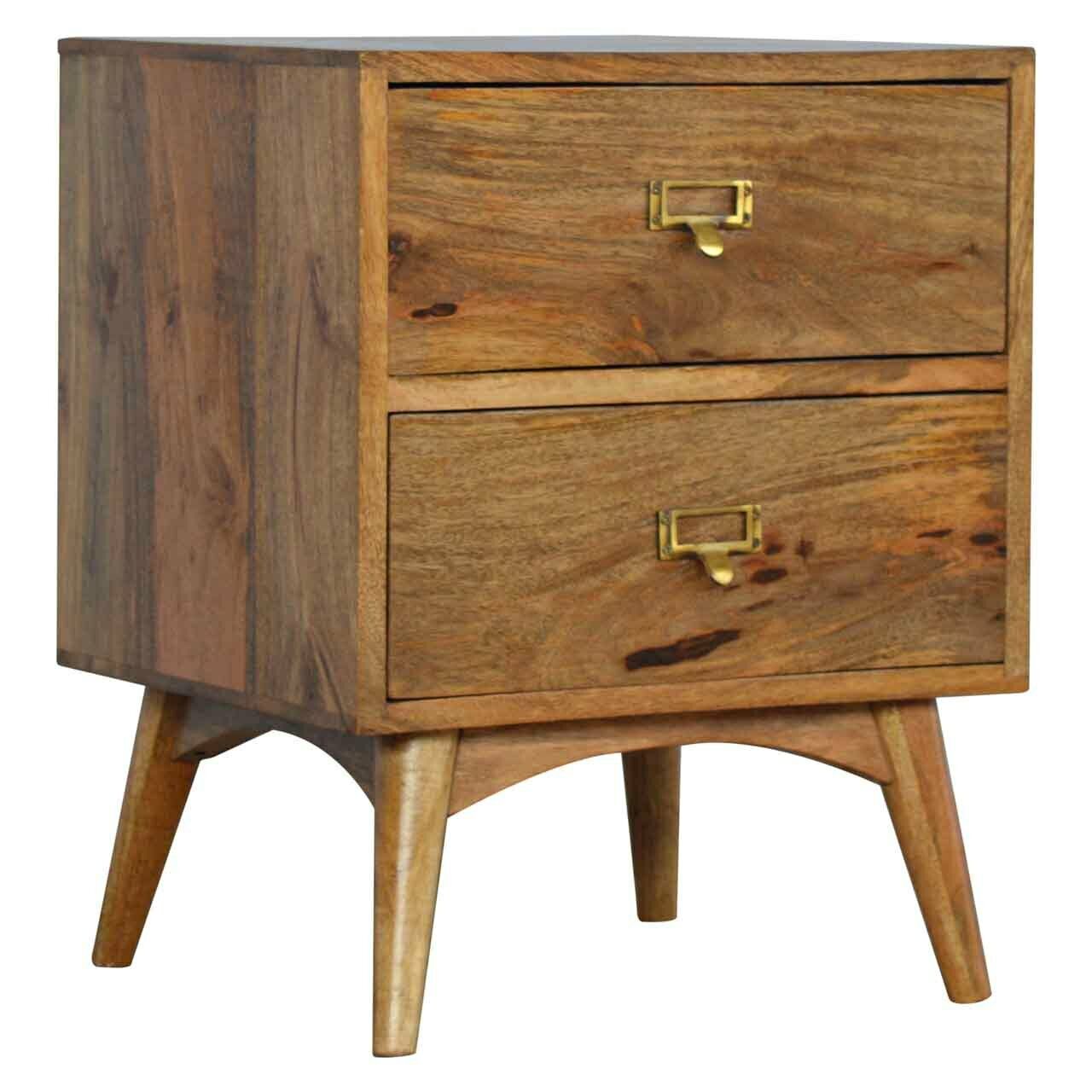 Solid Wood Nordic Style Two Drawer Bedside Cabinet