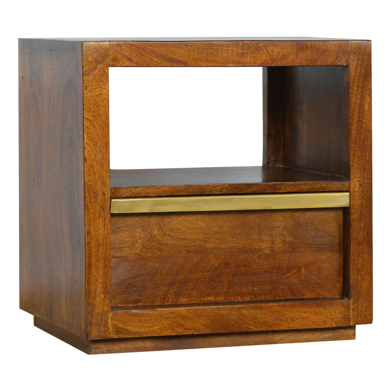 Solid Wood Gold Bar Chesnut Bedside with Drawer