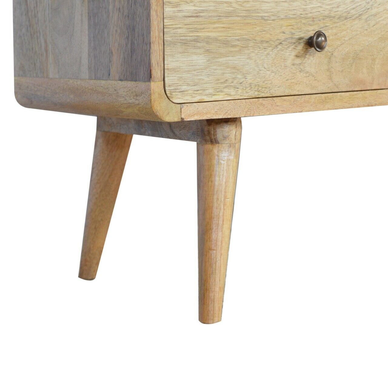 Solid Wood Curved TV Stand with 2 Drawers
