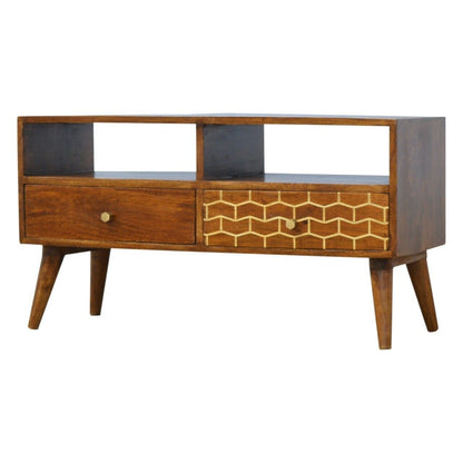 Solid Wood Chestnut 2 Drawer TV Stand