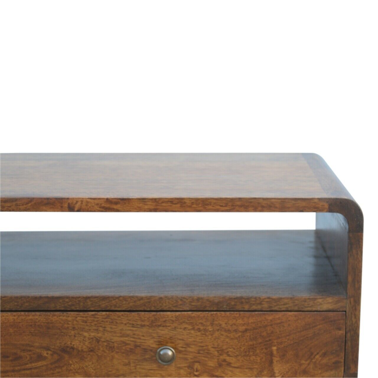 Solid Wood 2 Drawer Curved Chestnut Console Table