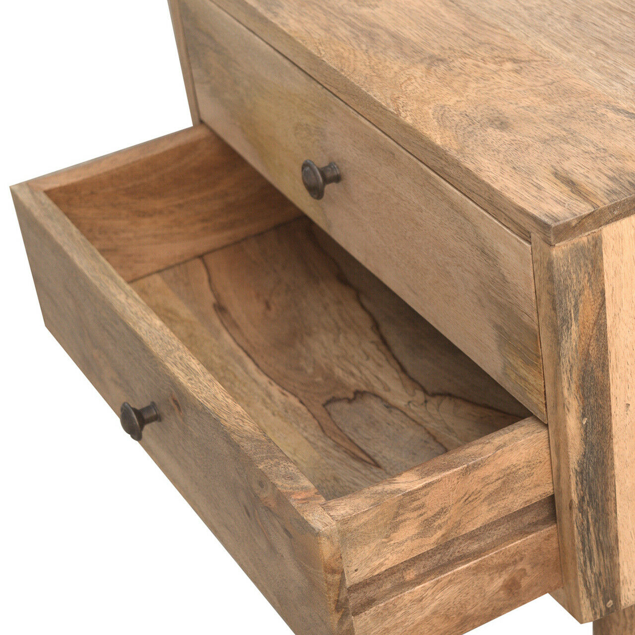 Solid Wood 2 Drawer Nordic Style Bedside