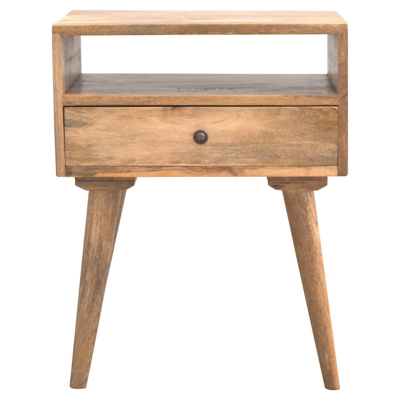 Solid Wood Nordic Style Bedside with Drawer & Shelf