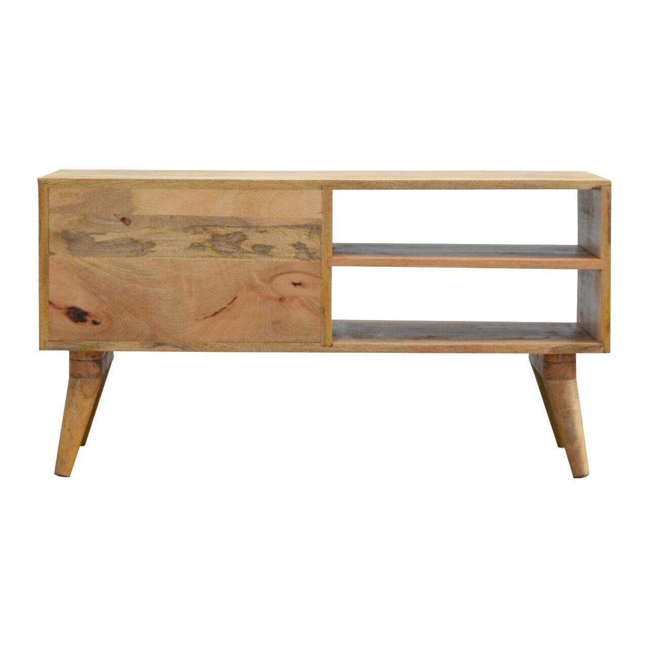 Solid Wood 2 Drawer Line Carved TV Stand
