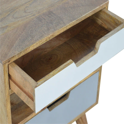 Solid Wood 2 Drawer Grey & White Painted Bedside