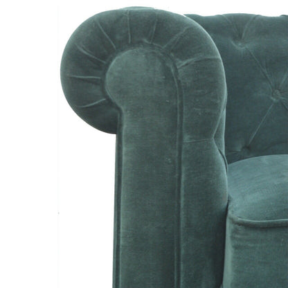Solid Wood Emerald Green Velvet 2 Seater Chesterfield Sofa