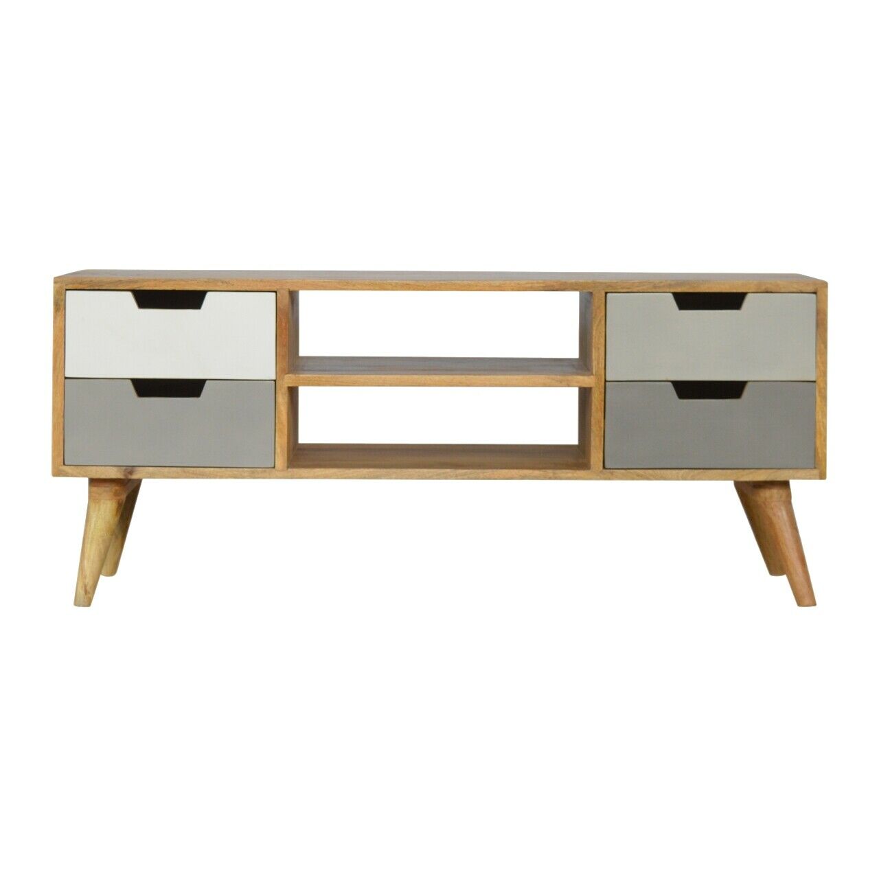 Solid Wood 4 Grey Hand painted Drawer TV Stand