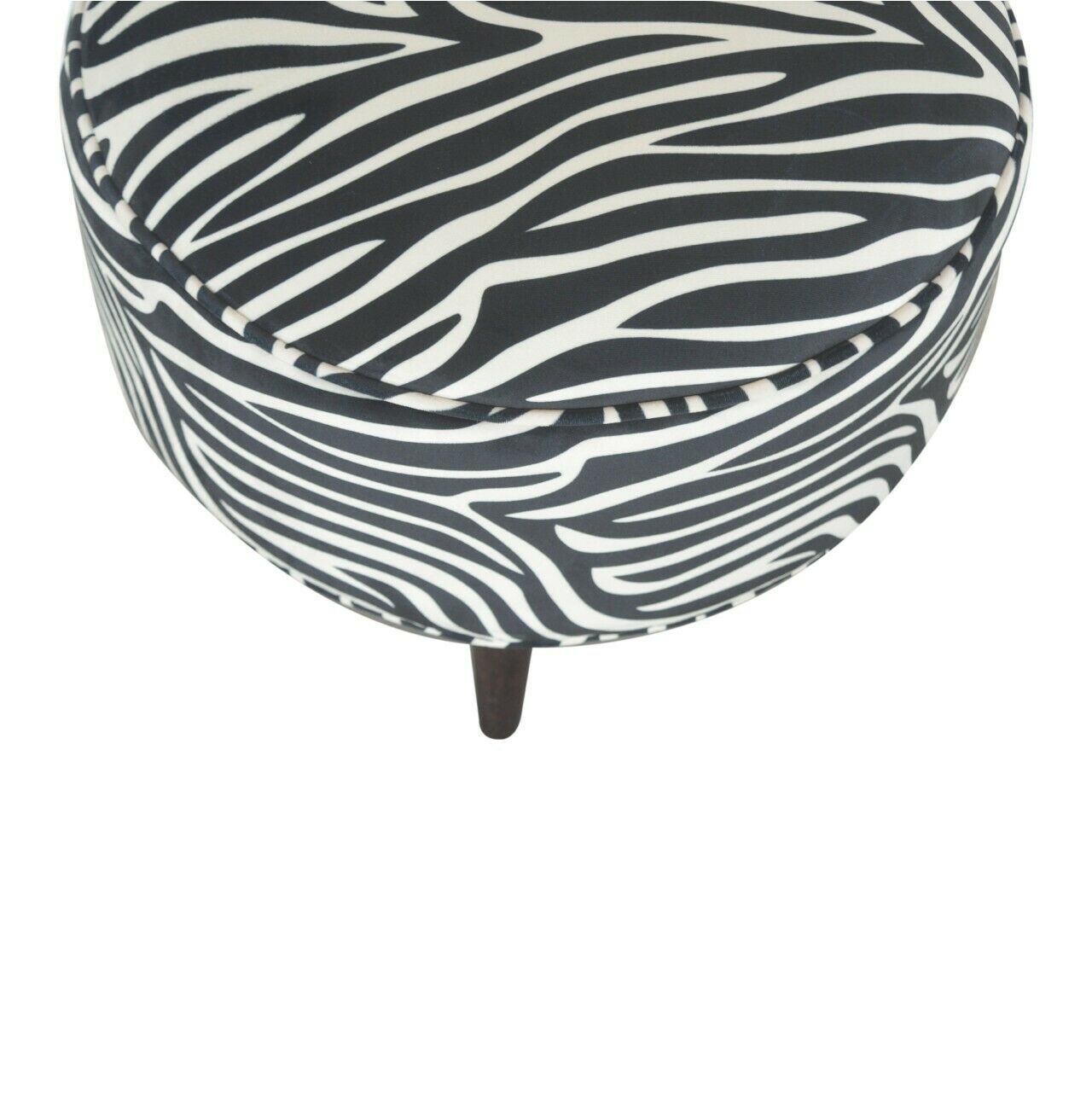 Solid Wood Zebra Print Footstool | Nordic Style Walnut Legs