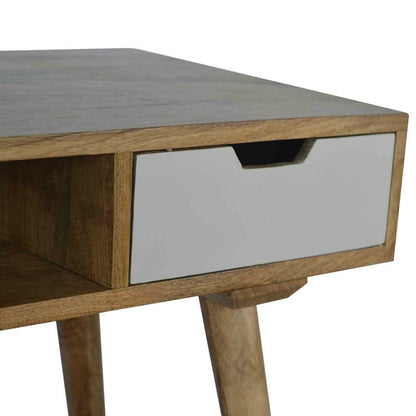 Solid Wood Writing Desk with Hand Painted Drawer & Storage Shelf